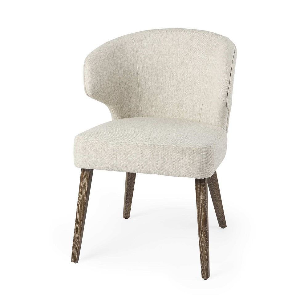 Ivory and Brown Mid Century Wingback Dining Chair - Homeroots - Flyclothing LLC