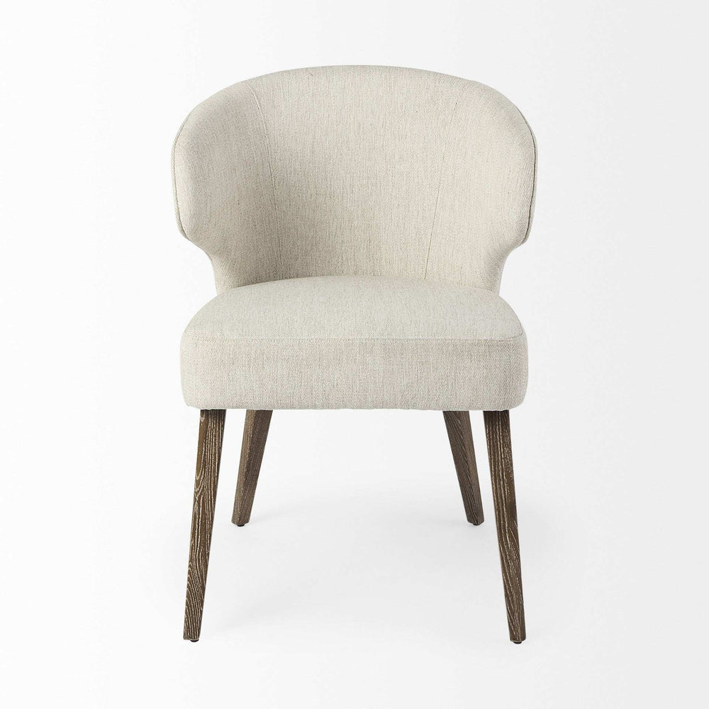 Ivory and Brown Mid Century Wingback Dining Chair - Homeroots - Flyclothing LLC