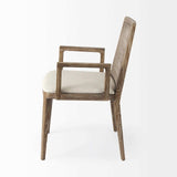 Light Natural and Cream Uholstery and Cane Dining Armchair - Homeroots - Flyclothing LLC