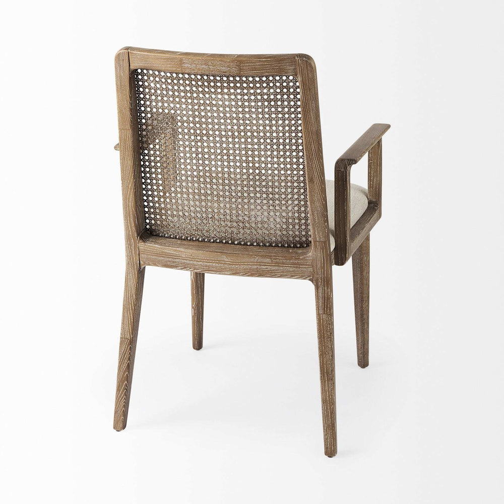 Light Natural and Cream Uholstery and Cane Dining Armchair - Homeroots - Flyclothing LLC