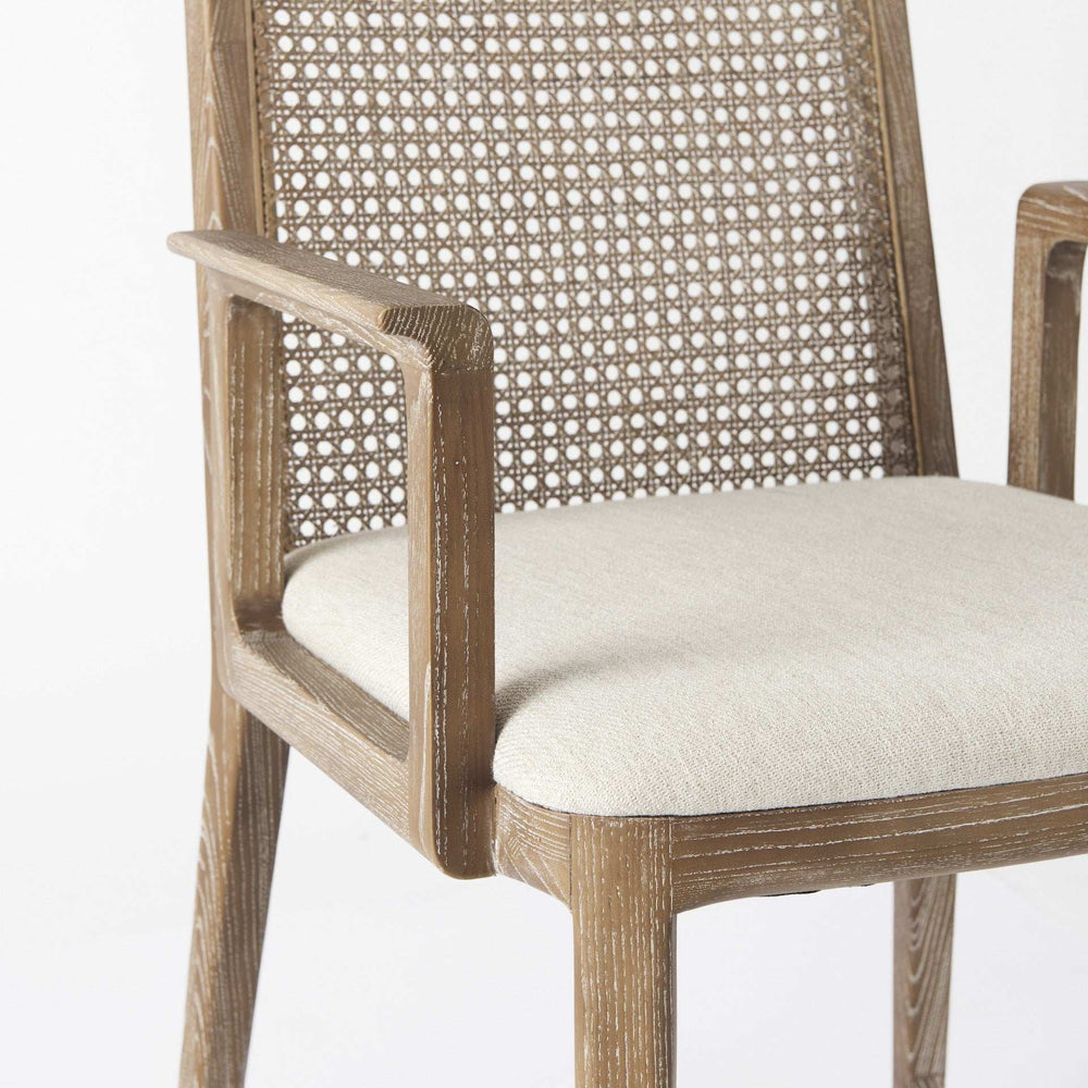 Light Natural and Cream Uholstery and Cane Dining Armchair - Homeroots - Flyclothing LLC