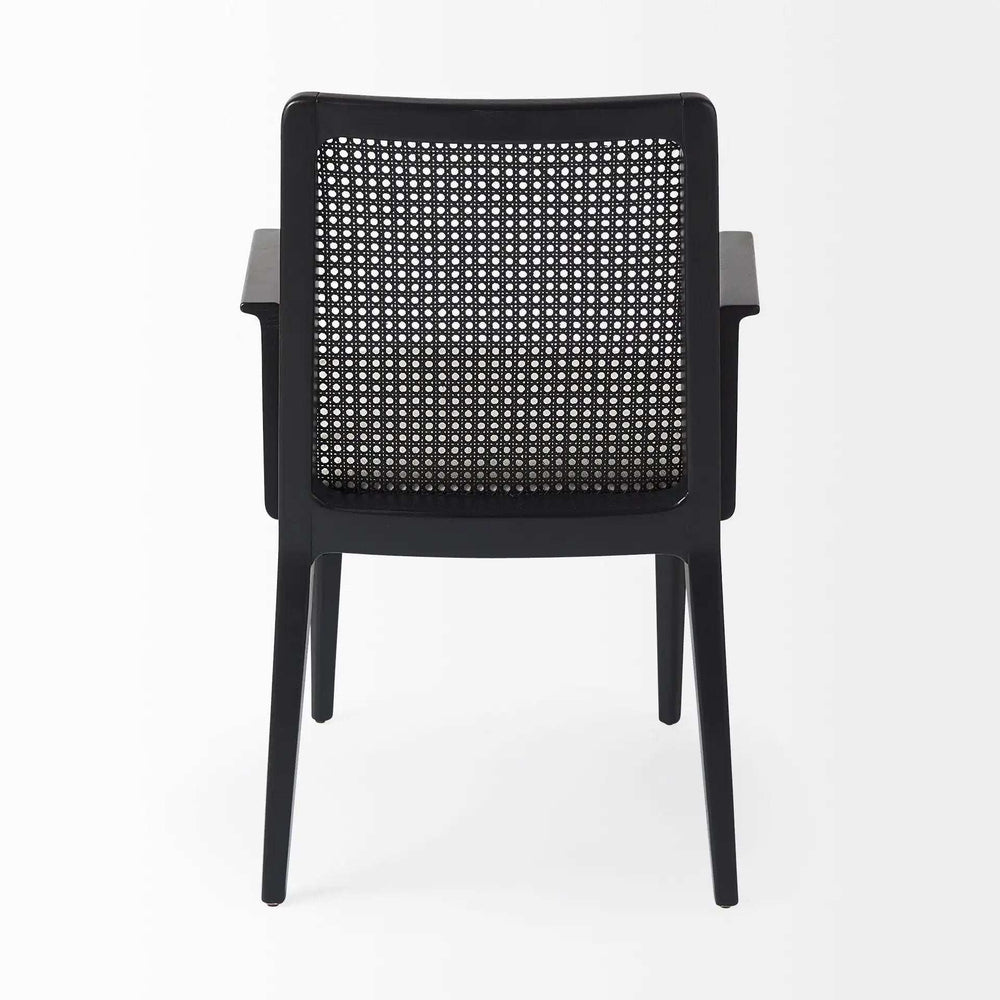 Black and Cream Uholstery and Cane Dining Armchair - Homeroots - Flyclothing LLC