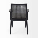 Black and Cream Uholstery and Cane Dining Armchair - Homeroots - Flyclothing LLC