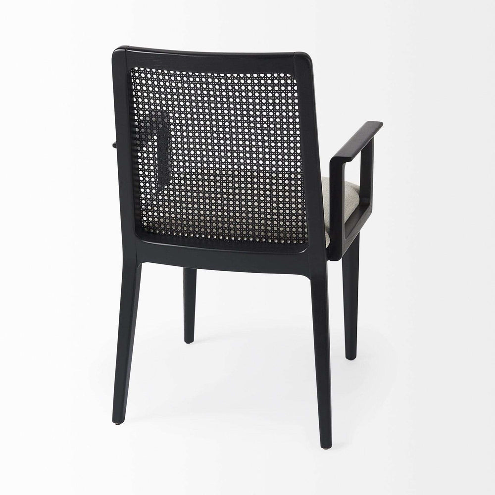 Black and Cream Uholstery and Cane Dining Armchair - Homeroots - Flyclothing LLC