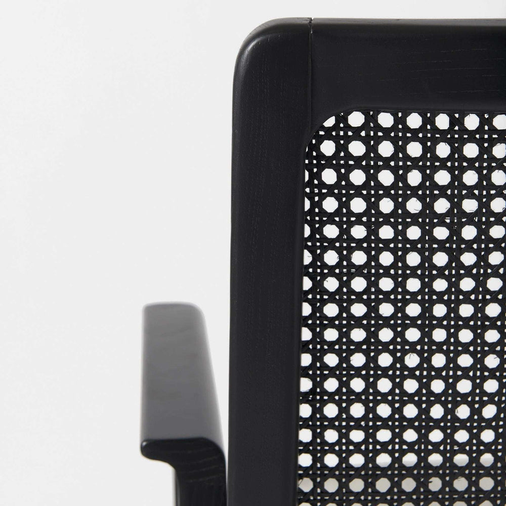 Black and Cream Uholstery and Cane Dining Armchair - Homeroots - Flyclothing LLC