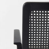Black and Cream Uholstery and Cane Dining Armchair - Homeroots - Flyclothing LLC