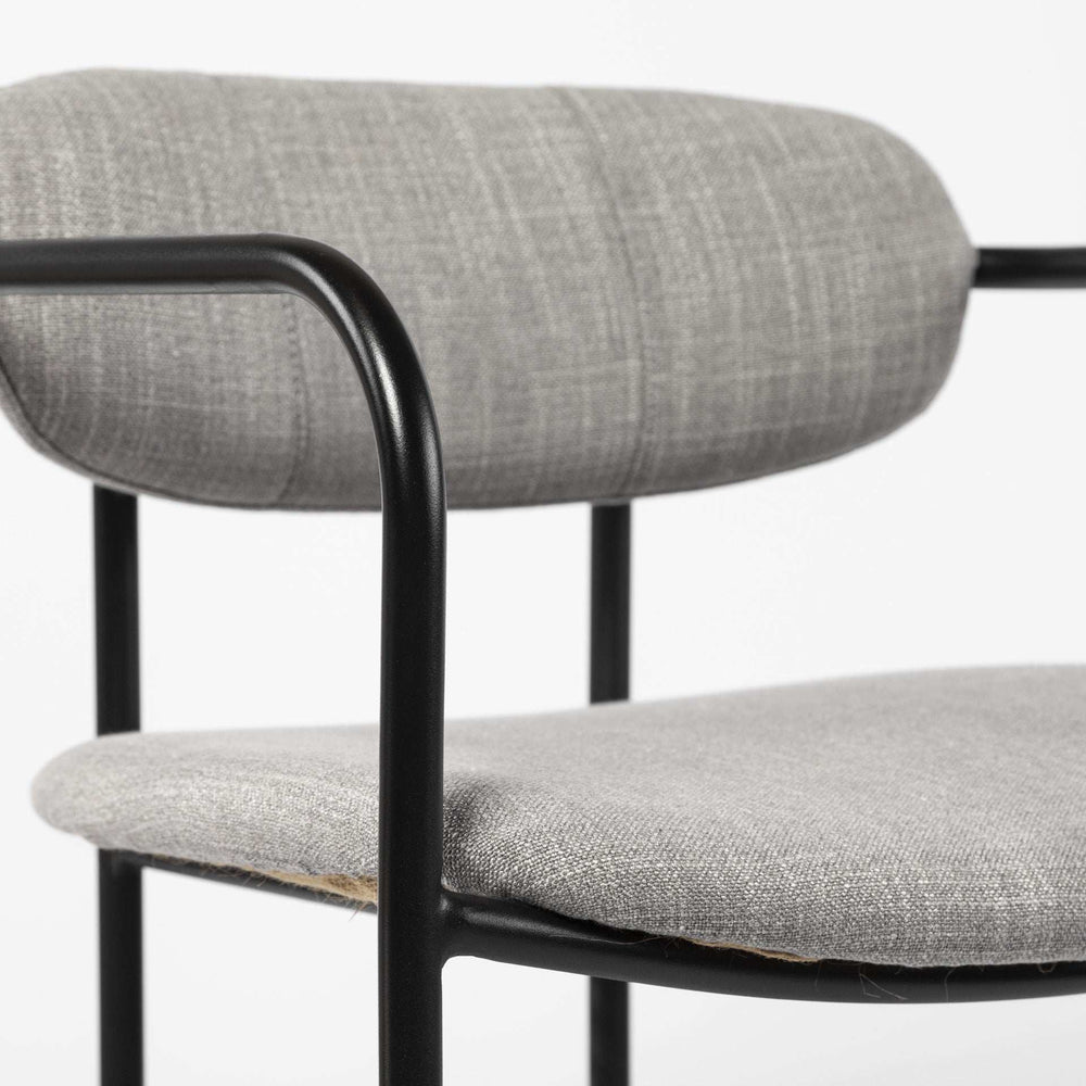 Set Of Two Gray And Black Upholstered Fabric Arm Chairs - Homeroots - Flyclothing LLC