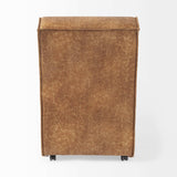 Set Of Two Brown Upholstered Faux Leather Side Chairs With Wheels - Homeroots - Flyclothing LLC