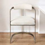 Curvy Gold and White Upholstered Dining Armchair - Homeroots - Flyclothing LLC