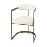 Curvy Gold and White Upholstered Dining Armchair - Homeroots - Flyclothing LLC