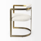 Curvy Gold and White Upholstered Dining Armchair - Homeroots - Flyclothing LLC