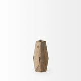 9" Natural Stain Geometric Wooden Vase - Homeroots