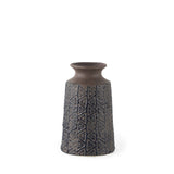 7" Brown and Blue Tribal Ceramic Vase - Homeroots