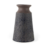 11" Brown and Blue Tribal Ceramic Vase - Homeroots