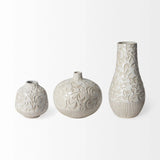 8" Carved White Ceramic Vase - Homeroots