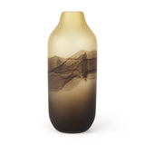 14" Brown and Beige Smoky Sand Dunes Glass Vase - Homeroots - Flyclothing LLC