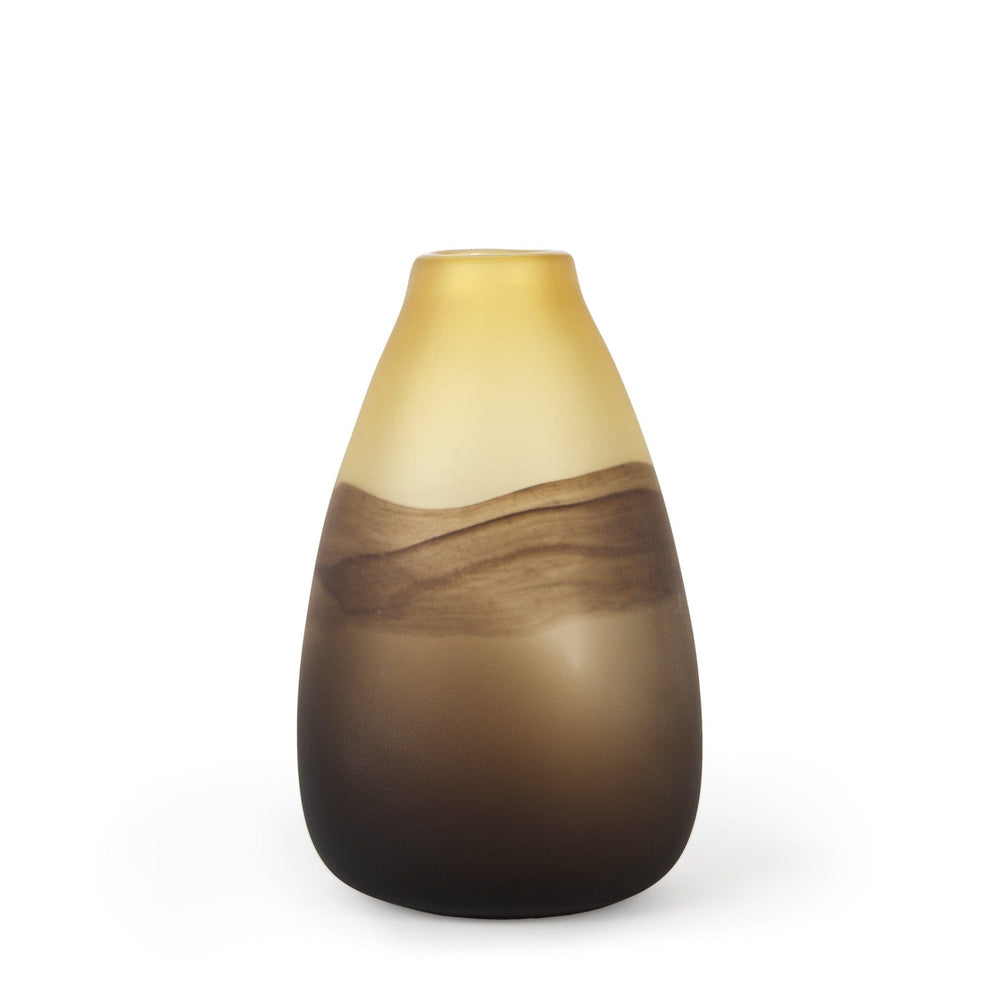 11" Brown and Beige Smoky Sand Dunes Glass Vase - Homeroots - Flyclothing LLC