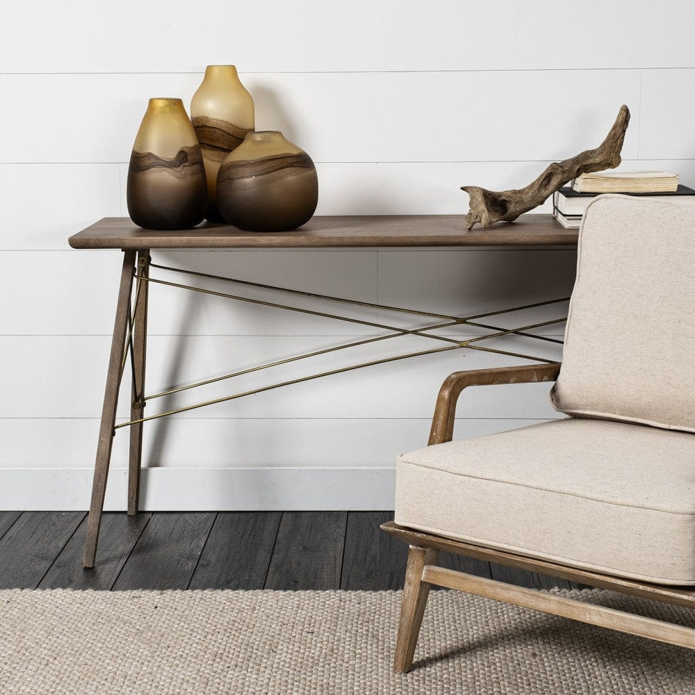 11" Brown and Beige Smoky Sand Dunes Glass Vase - Homeroots - Flyclothing LLC