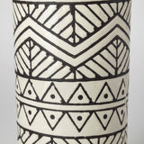14" Ceramic Cream Geometric Cylinder Table Vase - Homeroots - Flyclothing LLC