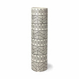 17" Cream and Charcoal Geometric Cylinder Ceramic Vase - Homeroots - Flyclothing LLC