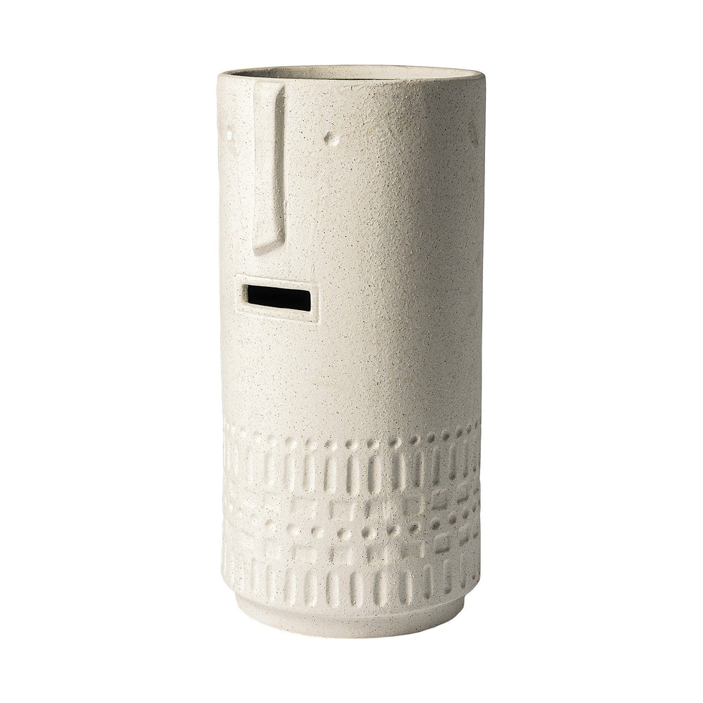 14" Bohemian Beige Happy Face Tribal Vase - Homeroots - Flyclothing LLC