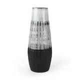 19" Black White and Gray Patterned Lines Ceramic Vase - Homeroots - Flyclothing LLC