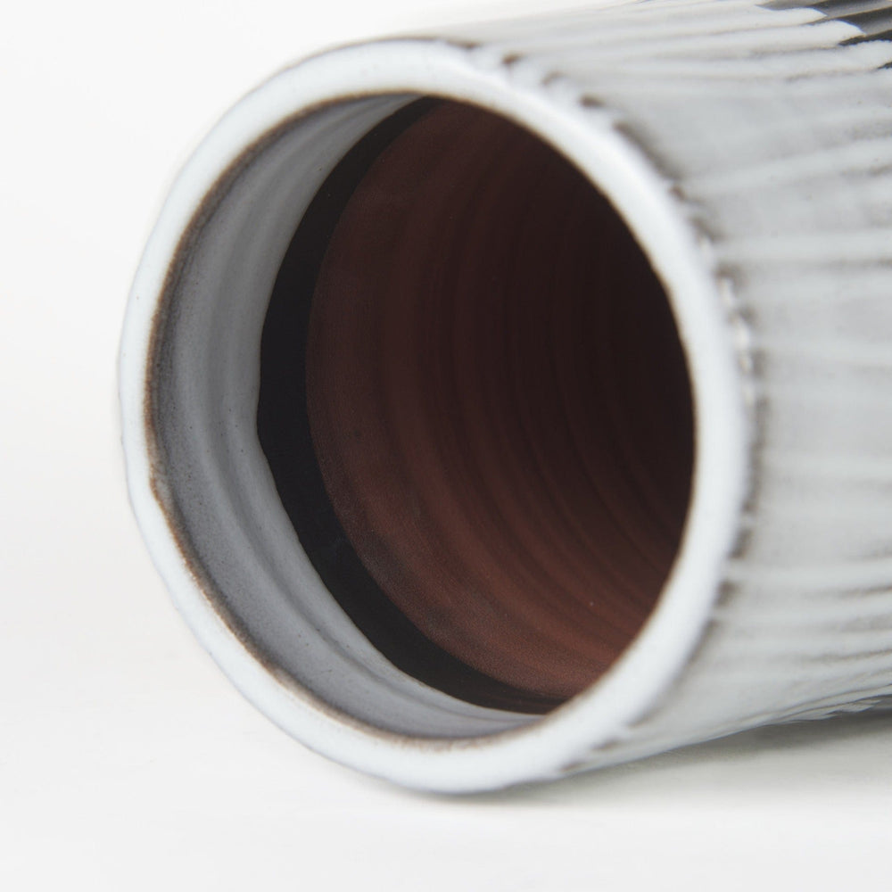 19" Black White and Gray Patterned Lines Ceramic Vase - Homeroots - Flyclothing LLC