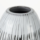 13" Black White and Gray Patterned Lines Ceramic Vase - Homeroots - Flyclothing LLC