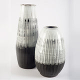13" Black White and Gray Patterned Lines Ceramic Vase - Homeroots - Flyclothing LLC
