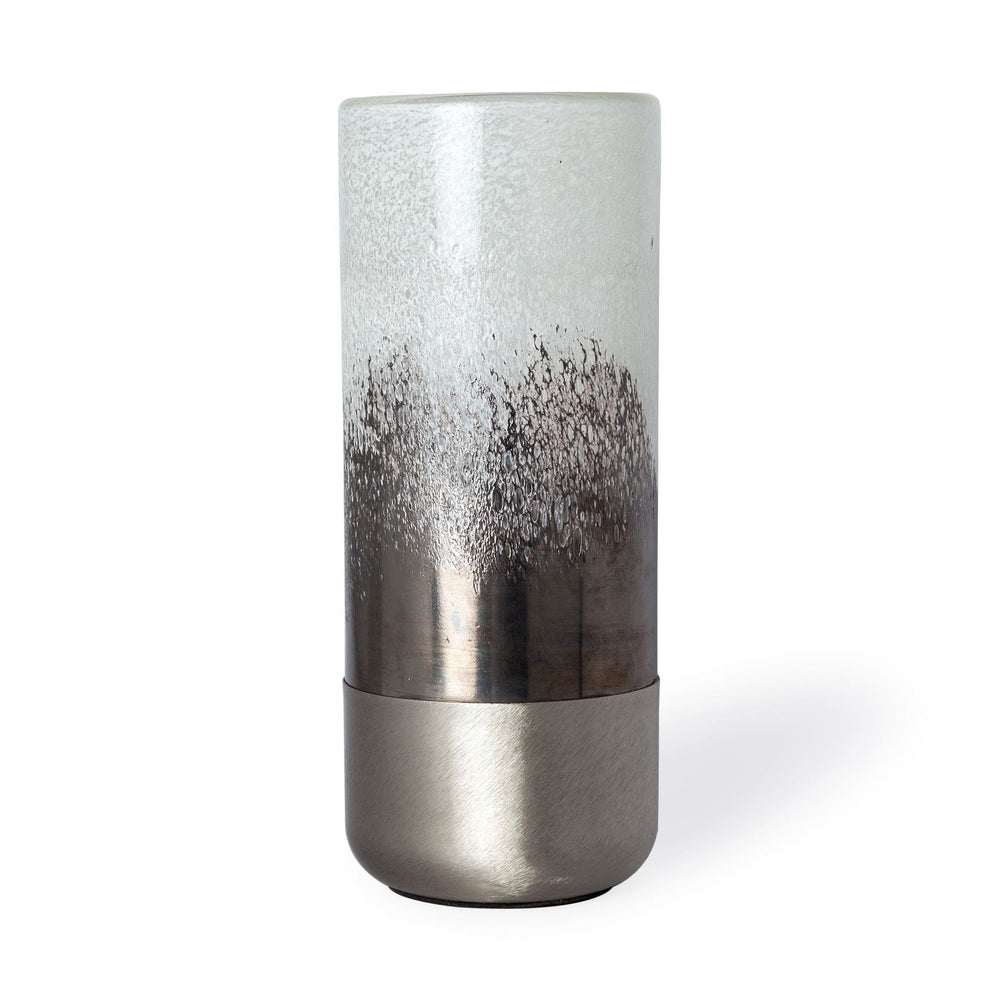 13" Brushed Silver Glass Vase - Homeroots - Flyclothing LLC