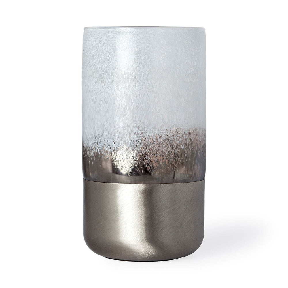 12" Brushed Silver Glass Vase - Homeroots - Flyclothing LLC