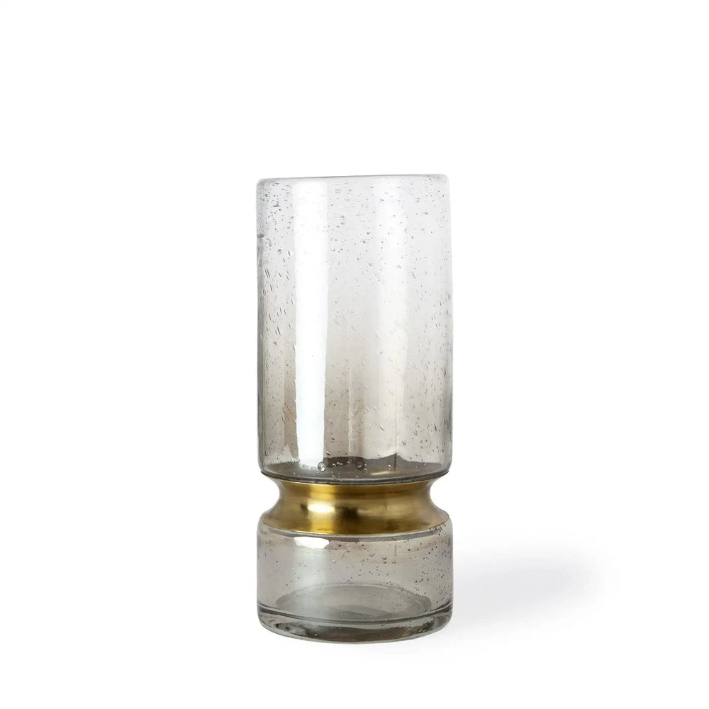 11" Smoked Bubble Glass Gold Accent Vase - Homeroots - Flyclothing LLC