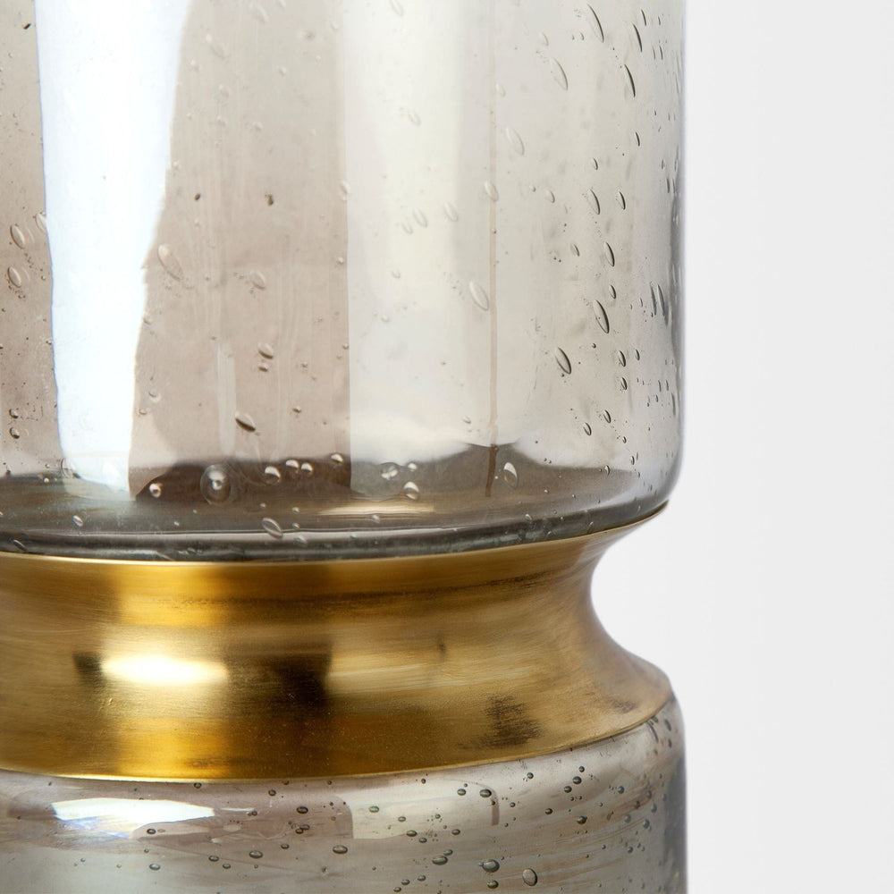 11" Smoked Bubble Glass Gold Accent Vase - Homeroots - Flyclothing LLC