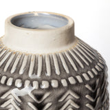 8" Black and Cream Organic Glaze Chevron Embossed Ceramic Vase - Homeroots - Flyclothing LLC