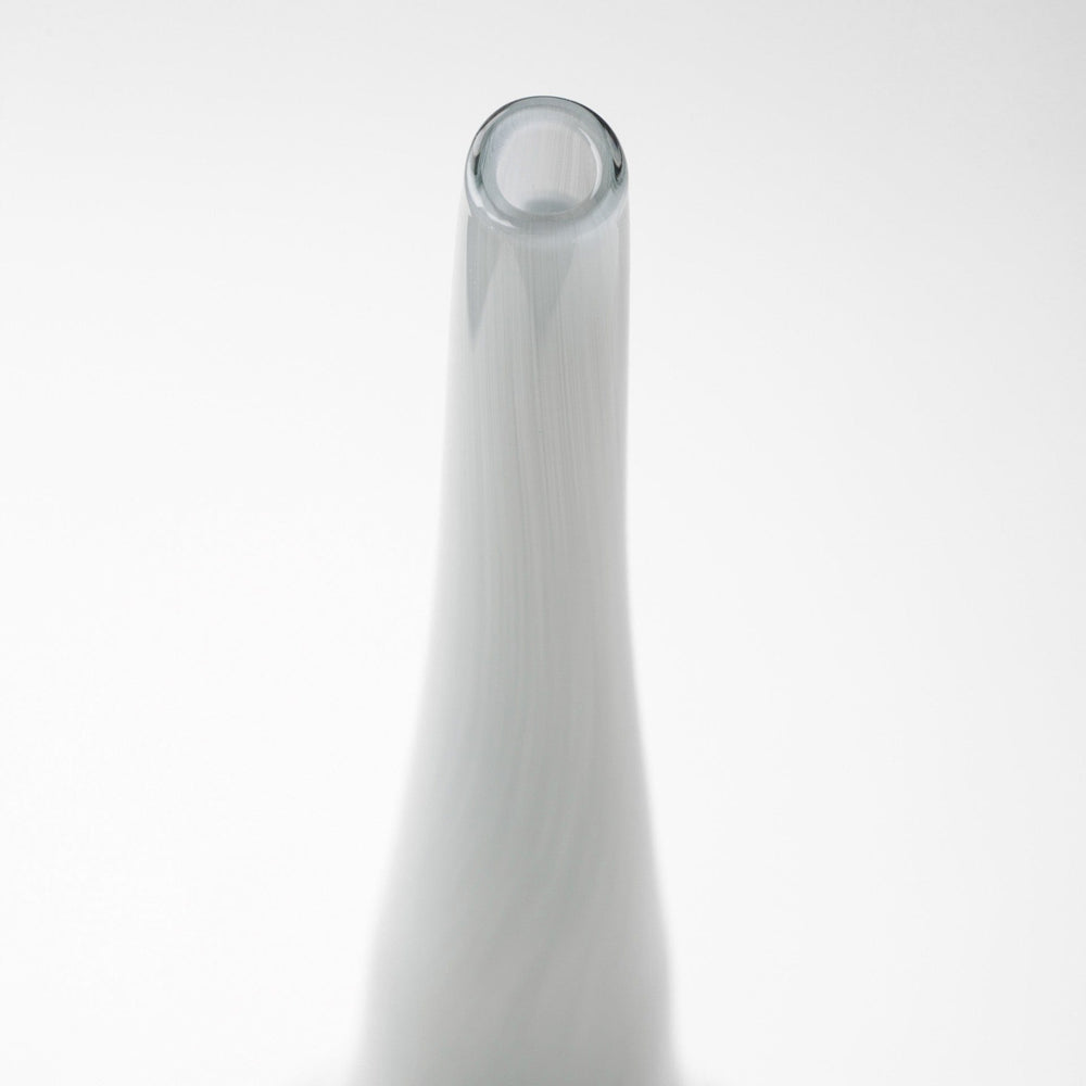 21" Blue Gray and Taupe Handblown Spun Glass Vase - Homeroots