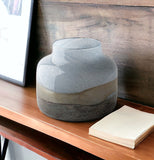 9" Blue and Brown Ocean Colored Bubble Glass Rounded Square Glass Vase - Homeroots - Flyclothing LLC