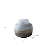 9" Blue and Brown Ocean Colored Bubble Glass Rounded Square Glass Vase - Homeroots - Flyclothing LLC