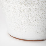 14" White Spiked Organic Glaze Large Mouth Ceramic Vase - Homeroots - Flyclothing LLC