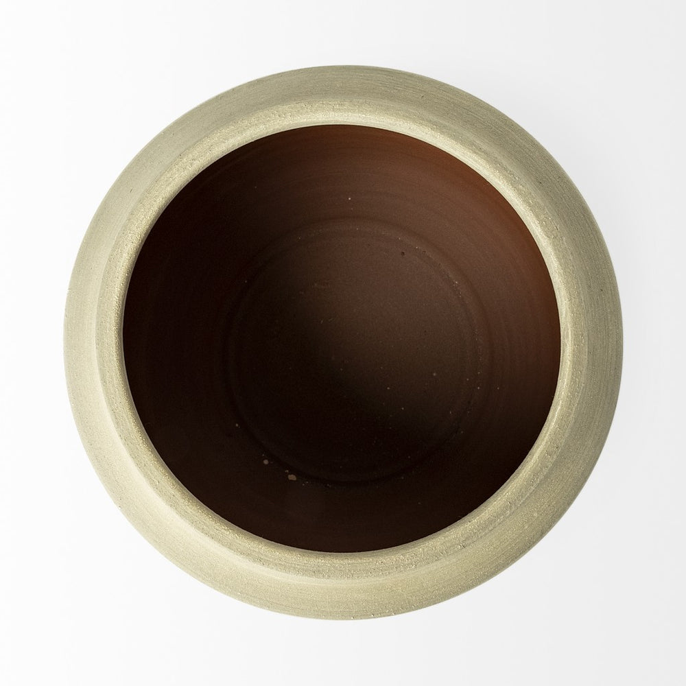 9" Blue White and Sand Coastal Ceramic Vase - Homeroots - Flyclothing LLC