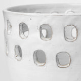 Set of Two White Ceramic Vases with Hollow Details - Homeroots - Flyclothing LLC