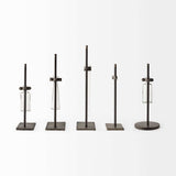 Set of Five Test Tube Vases with Metal Bases - Homeroots - Flyclothing LLC