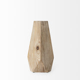15" Natural Stain Geometric Wooden Vase - Homeroots - Flyclothing LLC