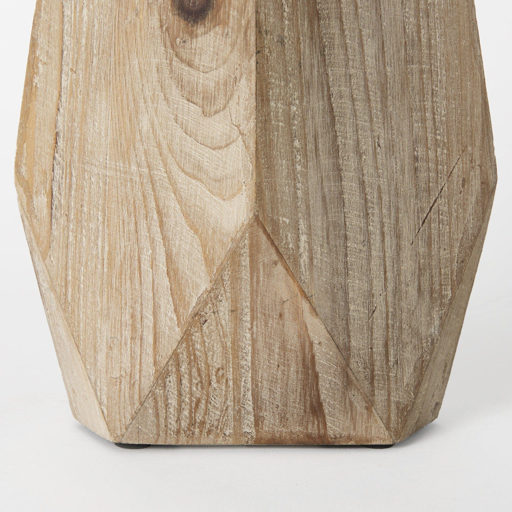 15" Natural Stain Geometric Wooden Vase - Homeroots - Flyclothing LLC