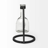 8" Clear and Black Glass and Metal Abstract Cylinder Table Vase - Homeroots - Flyclothing LLC