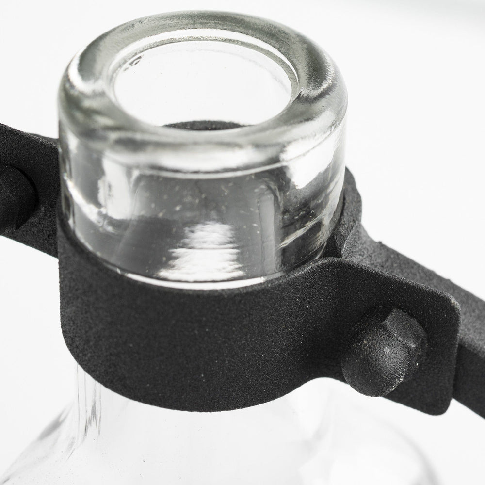 8" Clear and Black Glass and Metal Abstract Cylinder Table Vase - Homeroots - Flyclothing LLC