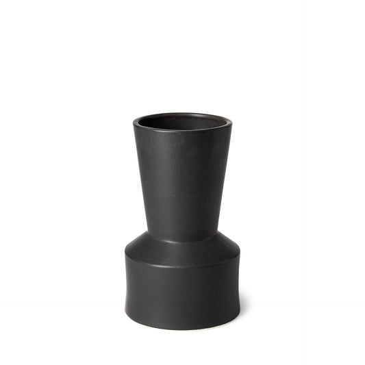 9" Matte Black Contempo Deco Ceramic Vase - Homeroots