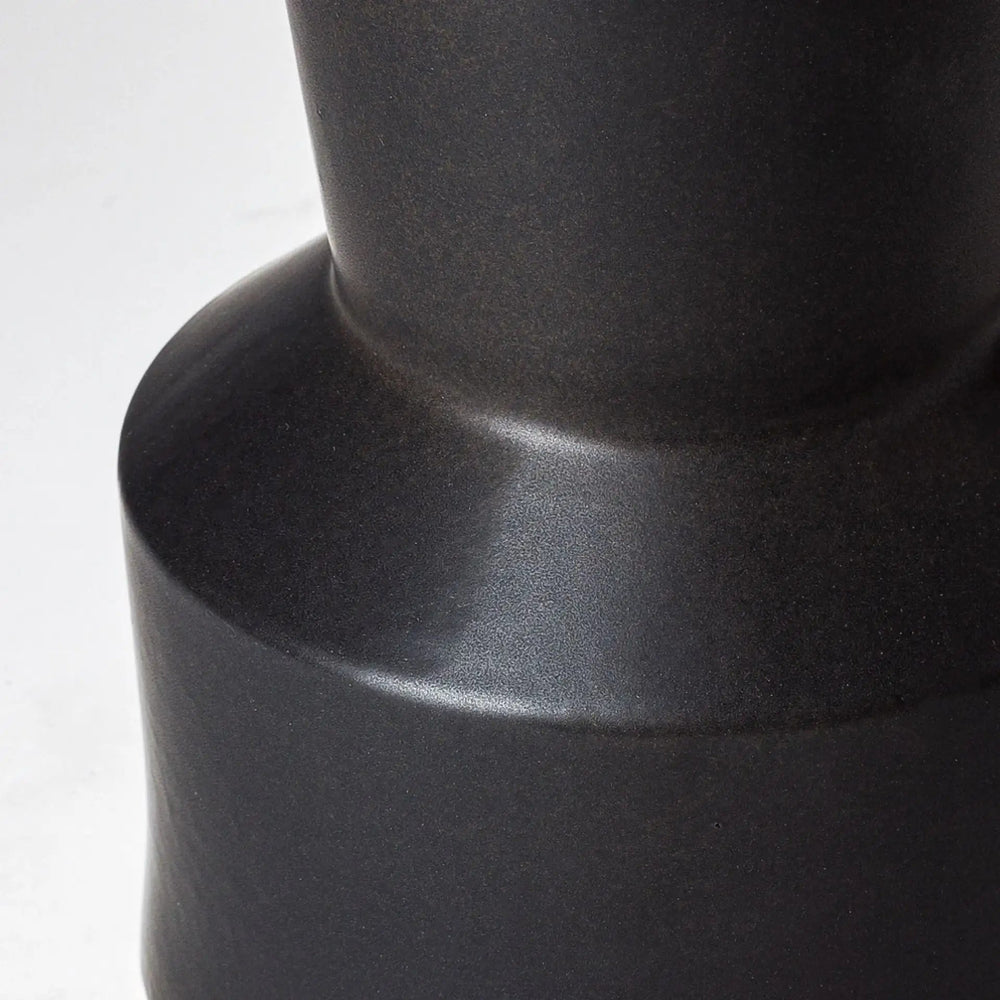 9" Matte Black Contempo Deco Ceramic Vase - Homeroots - Flyclothing LLC