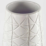 Textured White over Dark Clay Carved Ceramic Vase - Homeroots - Flyclothing LLC