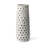 19" Organic White Glaze Pierced Dot Ceramic Vase - Homeroots - Flyclothing LLC