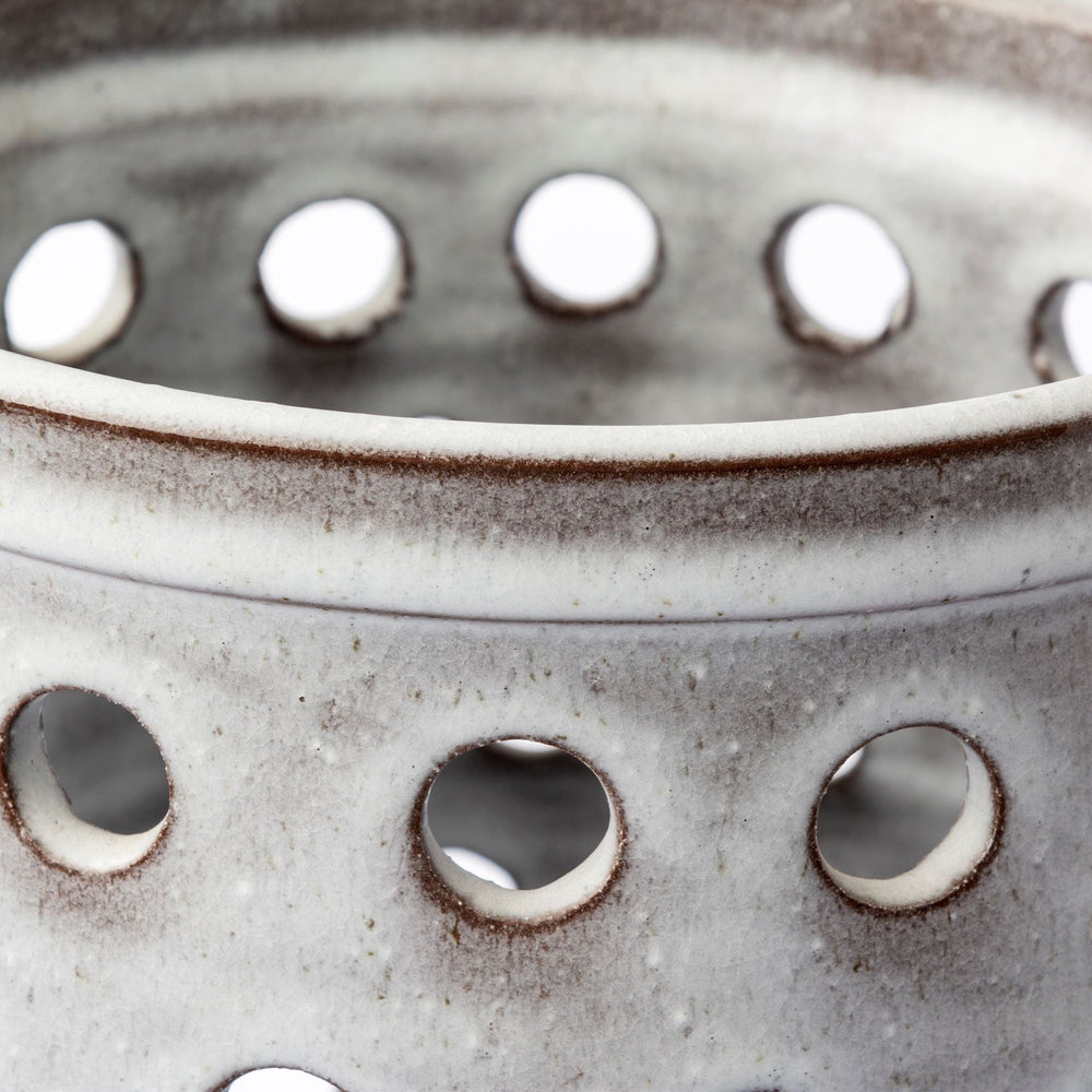 19" Organic White Glaze Pierced Dot Ceramic Vase - Homeroots - Flyclothing LLC
